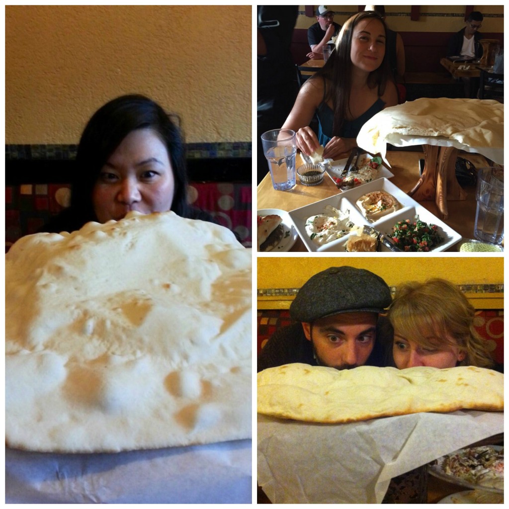 Really big pitas at Nicholas Restaurant in Portland, Oregon | vegetarianPDX