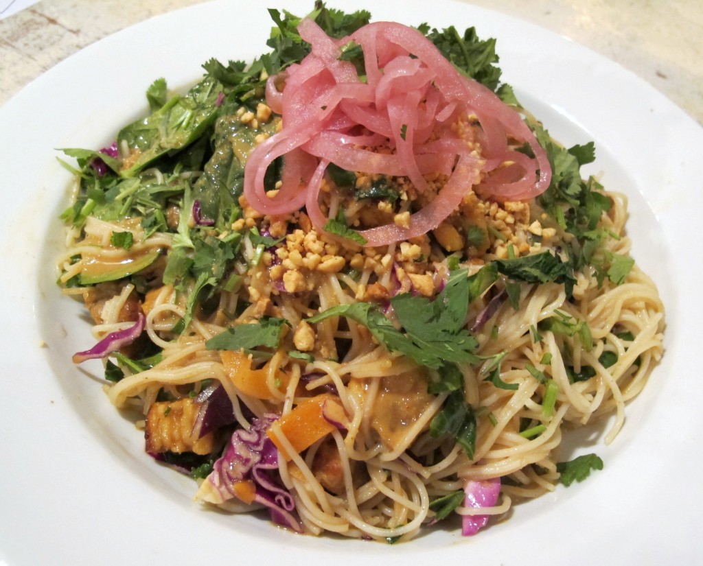 "Peanut salad" with rice noodles and peanut sauce at Harlow in Portland, Oregon | vegetarianPDX